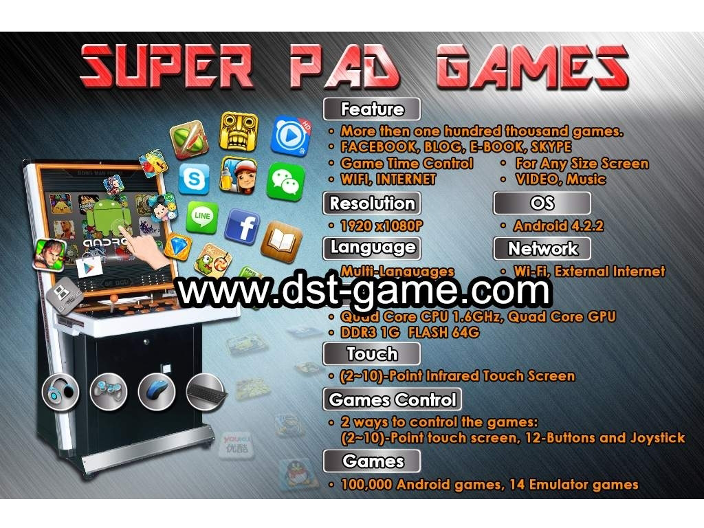 Super Pad Games Android games - Bill acceptor, Crane machine, Taiwan Horse,  pinball, metal casion game cabinet Manufacturer Taiwan Da Sheng Technology  DST